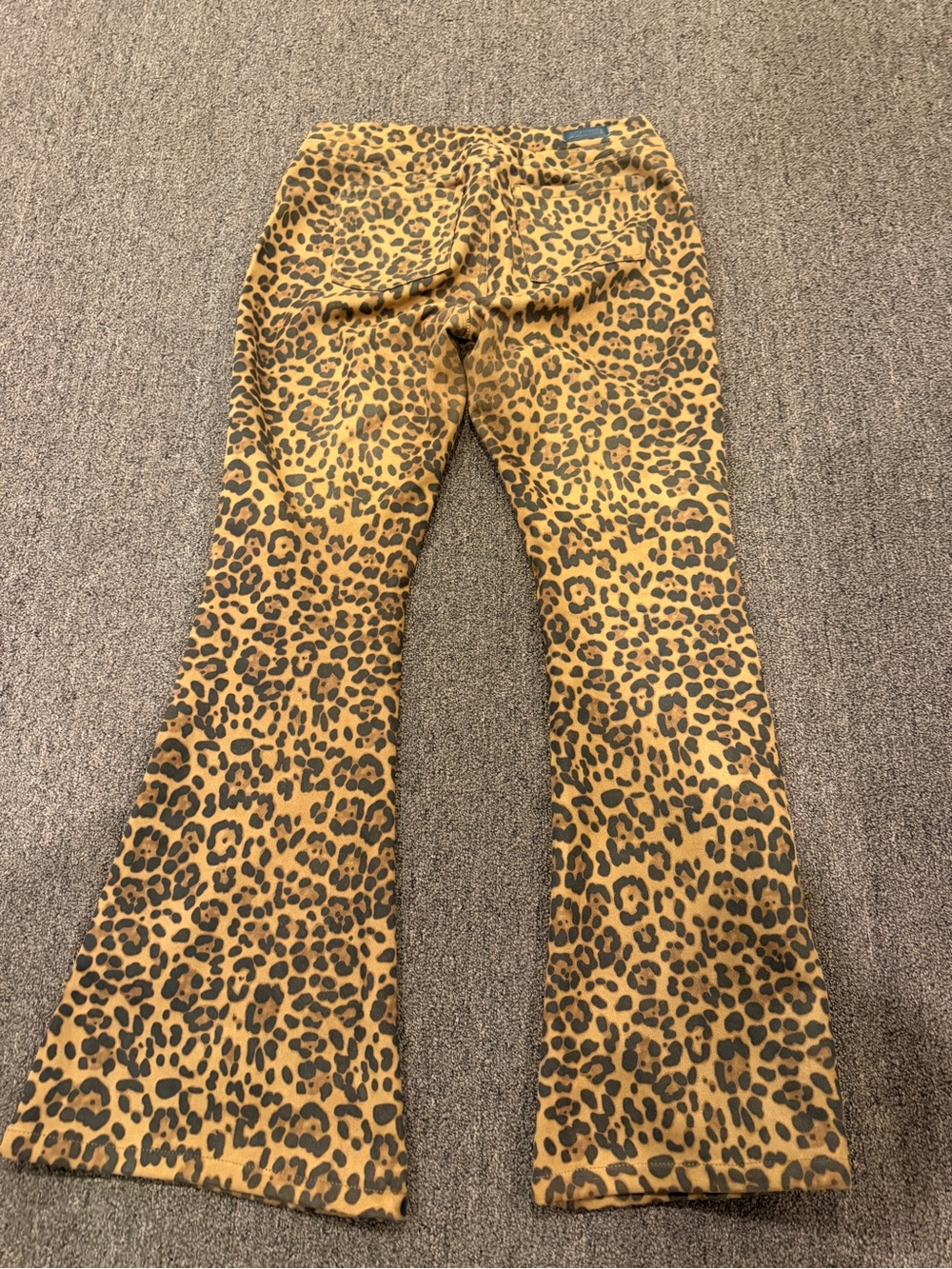Leopard Print Flare Jeans in Mustard Brown - Picture 6 of 8